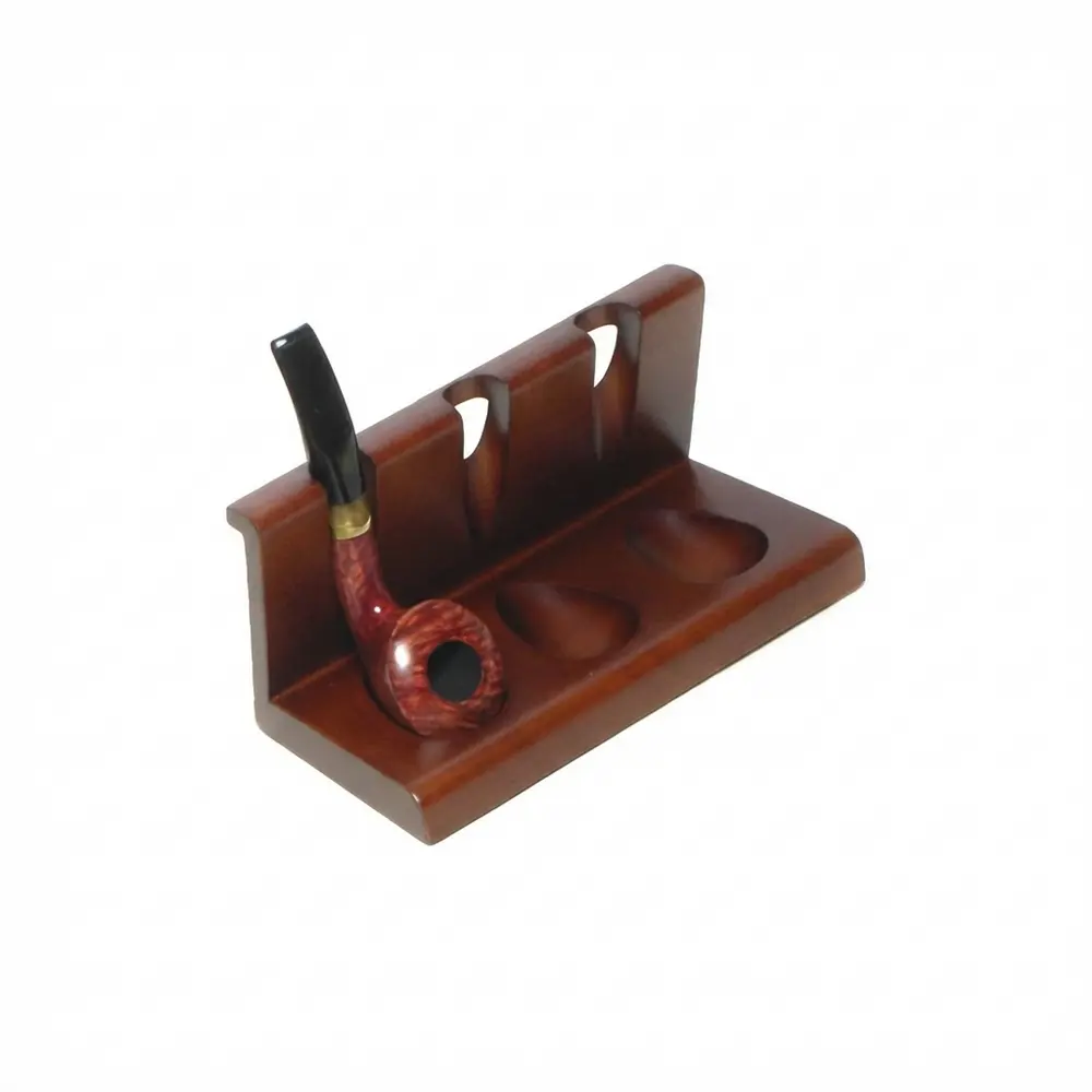 Suport pentru pipe Brebbia pentru 3 pipe, lemn Hevea mahon