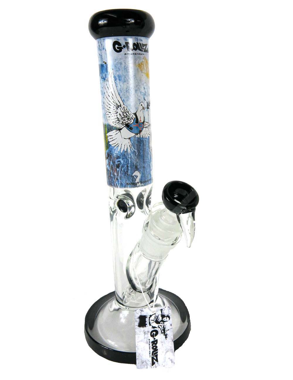 G-Rollz | Banksy's 'Bulletproof Dove' - Straight Bong White 1