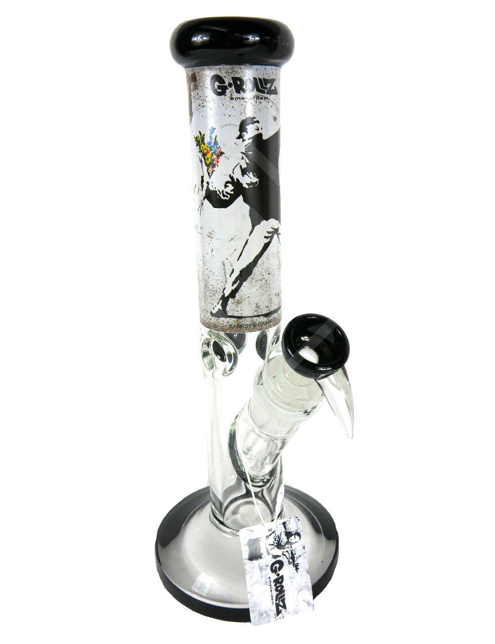 G-Rollz | Banksy's 'Flower Thrower' - Straight Bong White