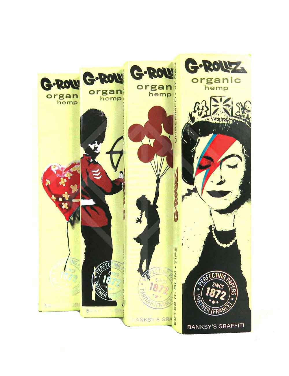 G-ROLLZ | Banksy's Graffiti - Organic Hemp Extra Thin - 50 KS Papers + Tips