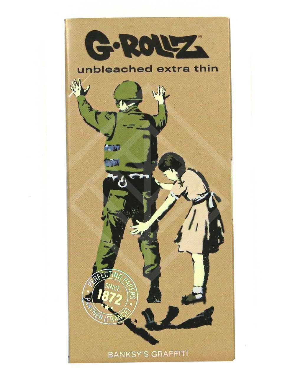 G-ROLLZ | Banksy's Graffiti KS Set 1 - Unbleached Extra Thin - 50 KS Papers + Tips & Tray