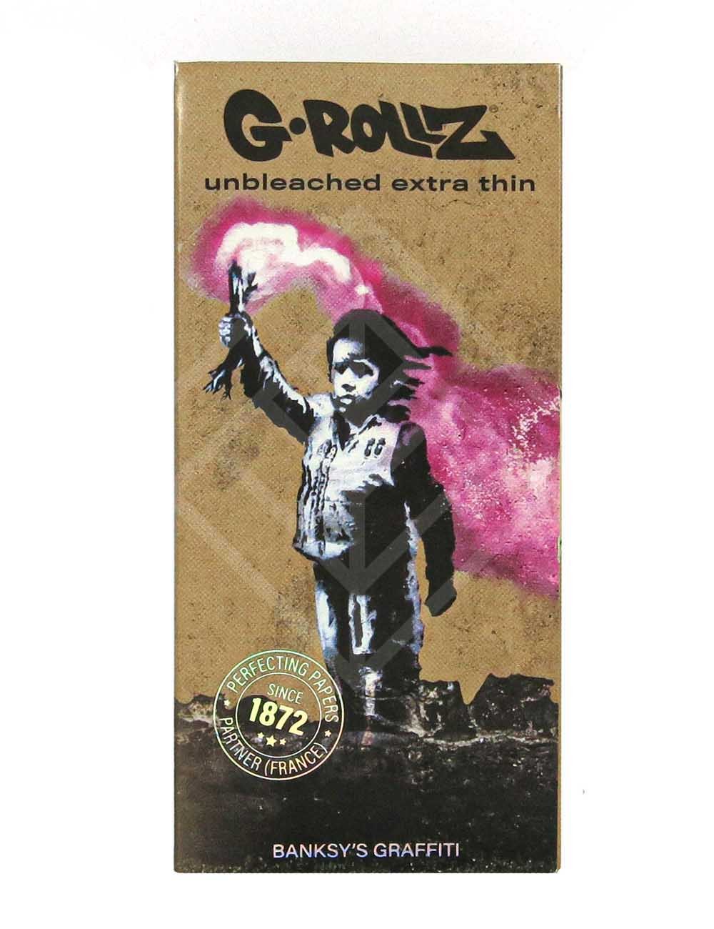 G-ROLLZ | Banksy's Graffiti KS Set 3 - Unbleached Extra Thin - 50 KS Papers + Tips & Tray