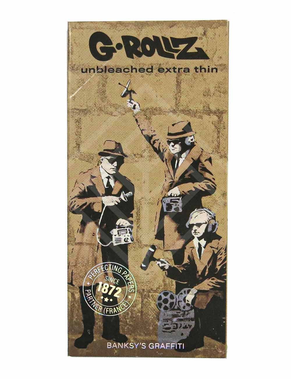 G-ROLLZ | Banksy's Graffiti KS Set 3 - Unbleached Extra Thin - 50 KS Papers + Tips & Tray