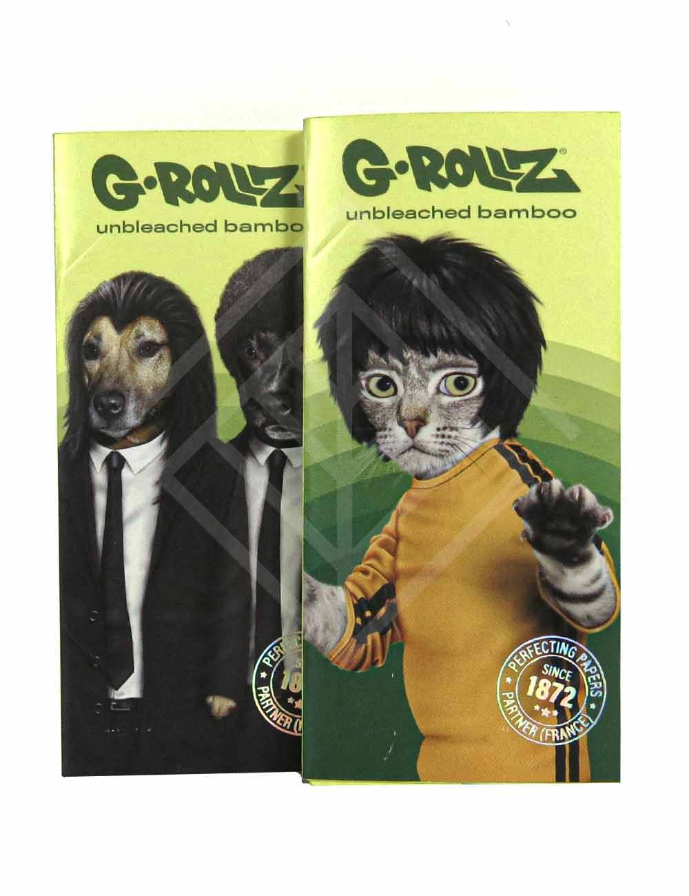 G-ROLLZ | 'Kung Fu Dogs' Bamboo Unbleached - 50 KS Papers + Tips & Tray