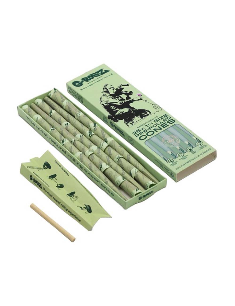 Conuri pre-rulate G-ROLLZ | Banksy's Graffiti - Organic Green Hemp - 25 '1¼' Cones