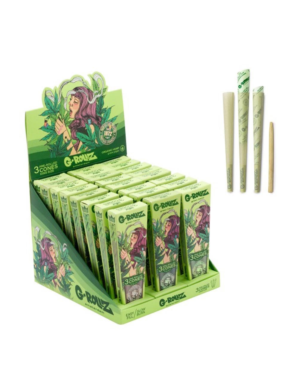 Conuri pre-rulate G-ROLLZ | Collector "Colossal Dream" Organic Green Hemp - 3 KS Cones