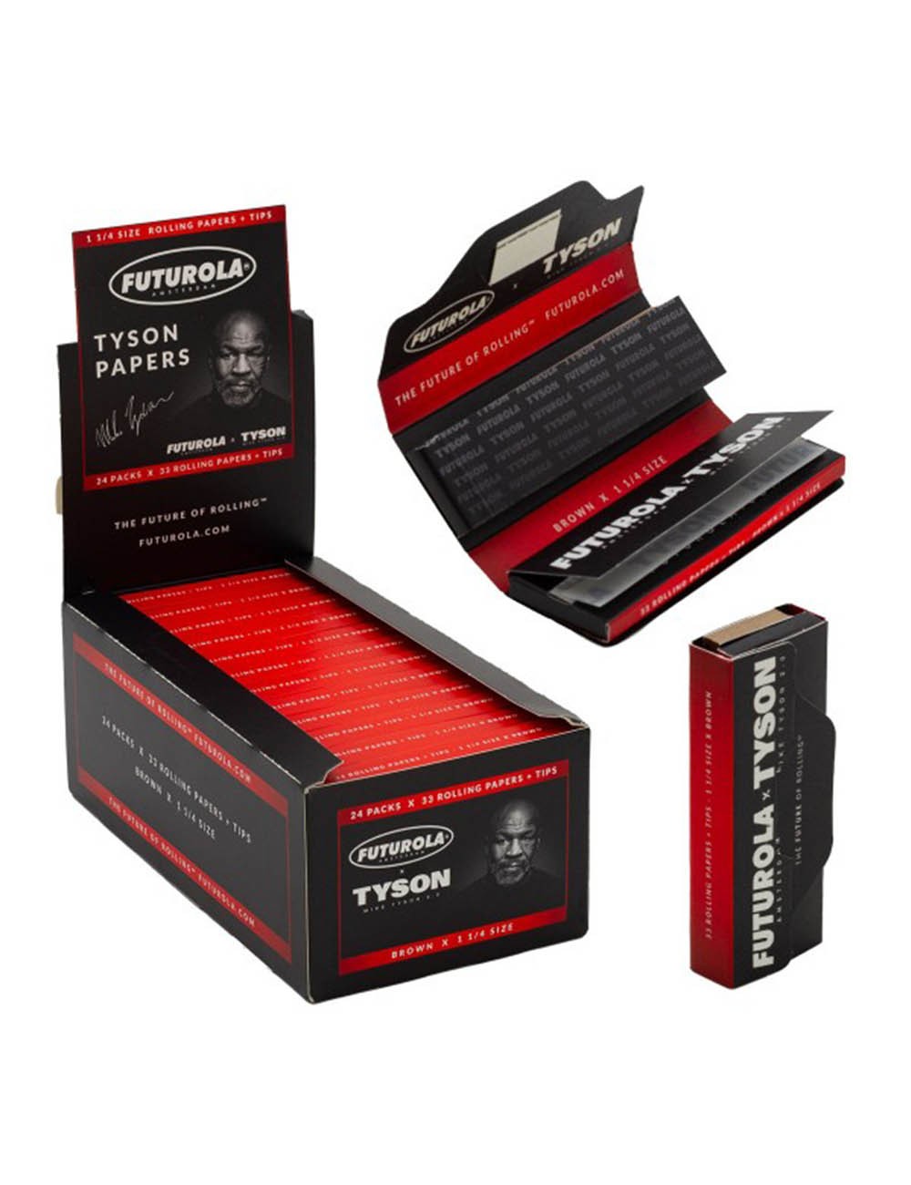 Hârtie pentru țigări Futurola | Tyson 2.0 Unbleached-33 1 1/4 Size + Tips Rolling Papers