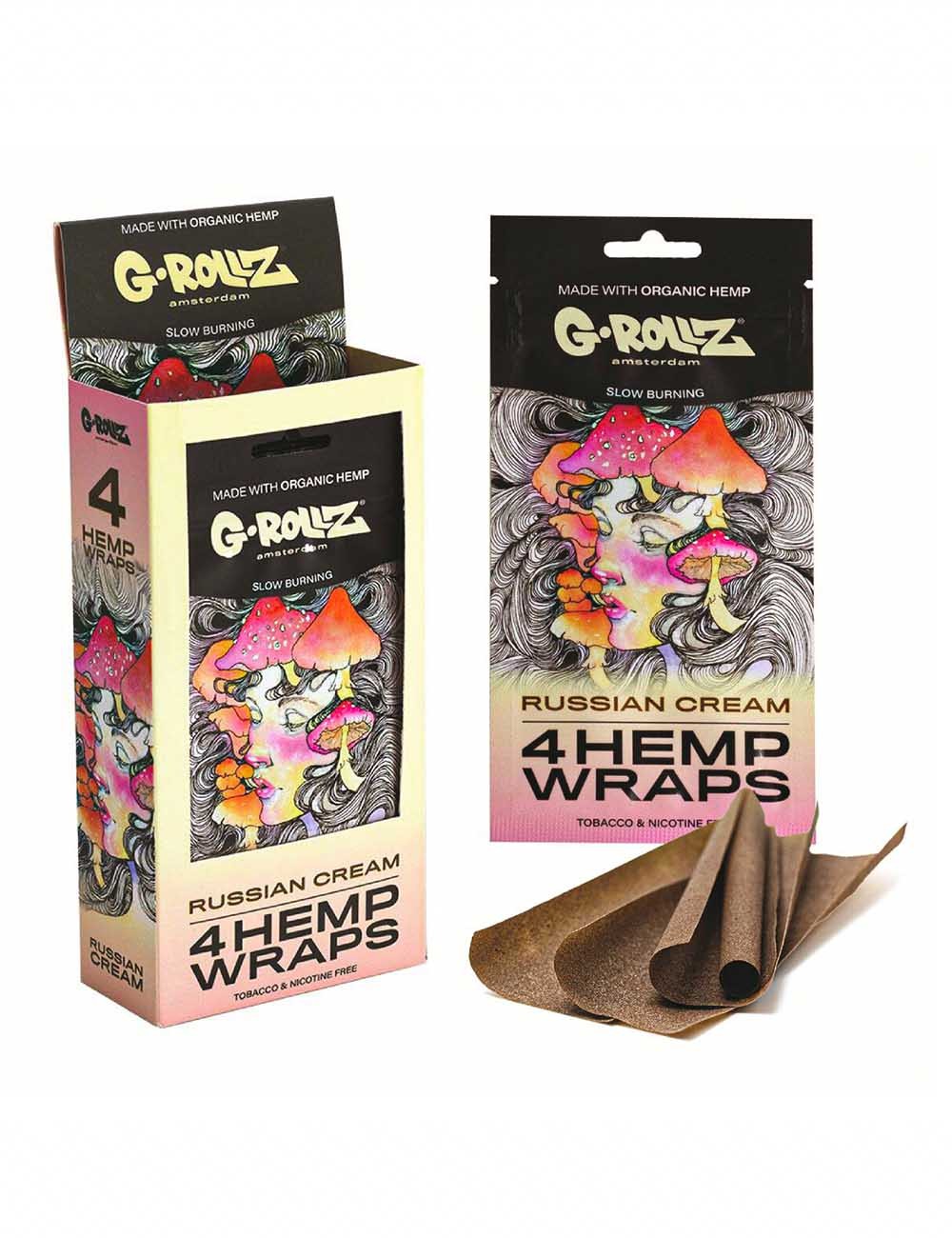 Hârtie pentru țigări G-Rollz | 4x 'Russian Cream' Hemp Wraps