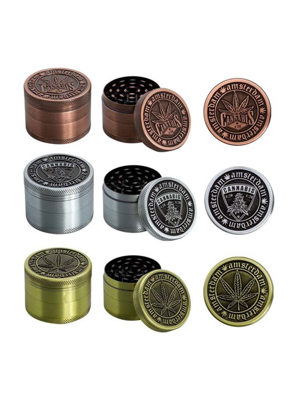 Grinder Amsterdam Green| 4-part Zinc Grinder 50 mm - Mixed